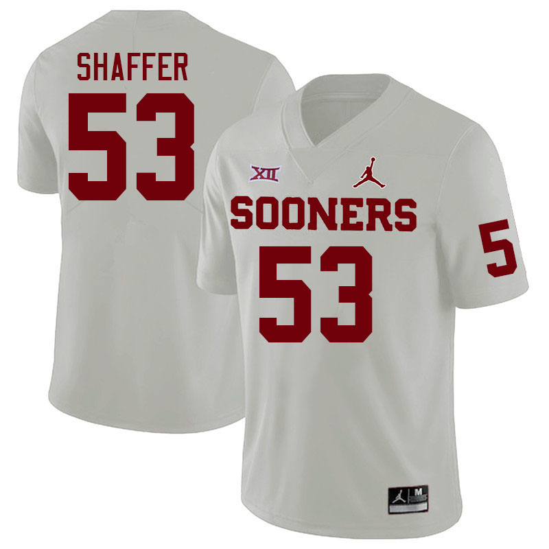 Men #53 Caleb Shaffer Oklahoma Sooners College Football Jerseys Stitched-White - Click Image to Close